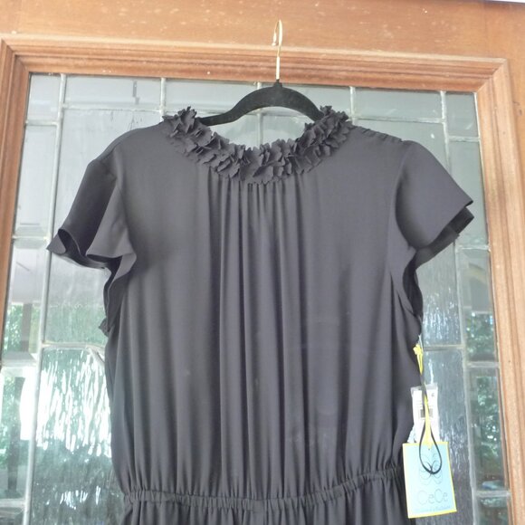 CECE/DILLARDS BLACK SEMI SHEER JUMPSUIT SIZE 6 - Picture 2 of 14